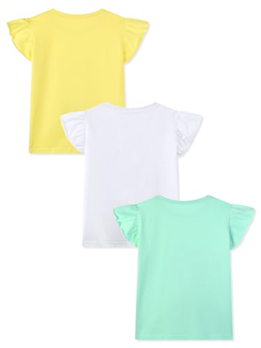 Image of HILEELANG Girl T-Shirts Short Sleeve Graphic Tees Cotton Casual Summer Tops Shirts Packs