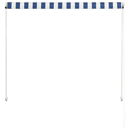 Vidaxl Retractable Awning Outdoor Garden Terrace Patio Window Sunshade Sun Screen Protection Side Awning Blind 59.1"X59.1" Blue And White #TOP6