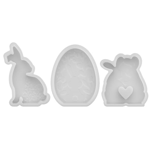 EPIGEIST Stampi per Candele Pasquali in Silicone 3D a Forma di Coniglietto e Uova Set da 3 Pezzi per Decorazioni Primaverili Fai da Te Resina e Cera Adatti per Creazioni Artigianali e
