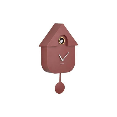 Present Time Modern Cuckoo Clock, Ochre Red, One Size