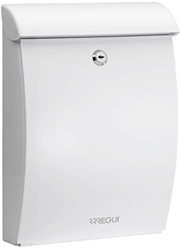 Arregui Mininova E5331 Individueller Briefkasten aus hochbeständigem Kunststoff, Größe M (DIN A4 und Zeitschriften), Weiß, 35 x 25 x 10 cm