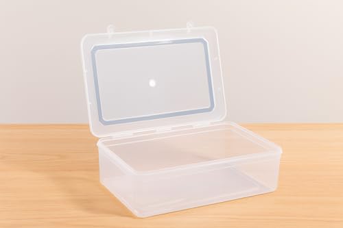 Image of Clear Transparent Plastic Storage Box Organizer Rectangle Medium Size Container With Lid And Lock For Multipurpose Jewellery Stationery Cosmetics Combo 2 Box