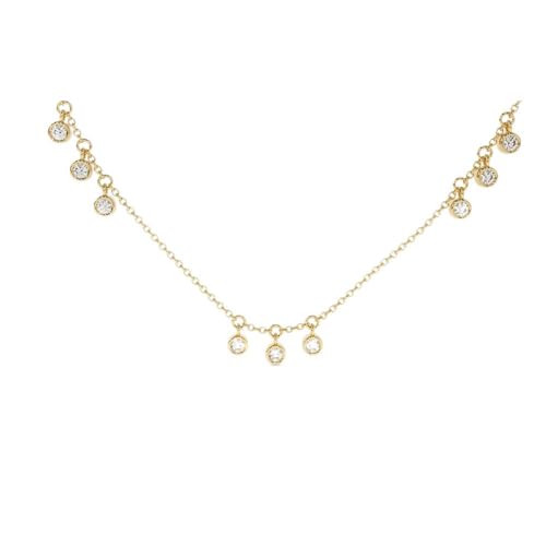 Collier 9 pendentifs ronds zircon femmes chaîne bijoux fins tendance strass