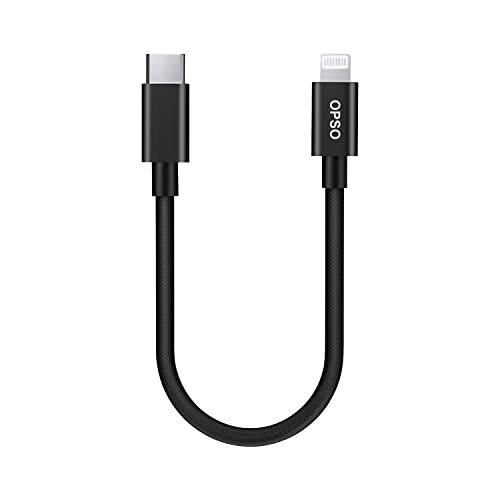 Cable cargador de iPhone, OPSO 0.2M [Certificado MFi] Cable de carga rápida USB C a Ultra Lightning Nylon Compatible con Apple iPhone 11 Pro Max, XS Max, XS, XR, X, 8, 8 Plus y otros