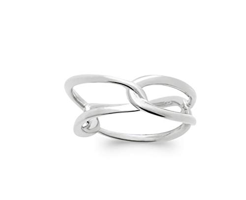 Bague en Argent 925 Tata Gisèle avec deux rangs entrelacés asymétriques