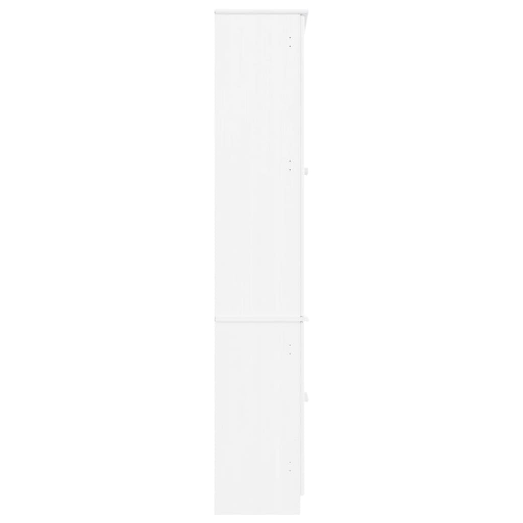 Générique Vetrina in Vetro Bianco 77x35x186,5 Cm Legno Di Pino Massiccio | Porte Vetri Ripiani Interni, Bottoni In Legno, Conservazione Per Collezioni E Stoviglie