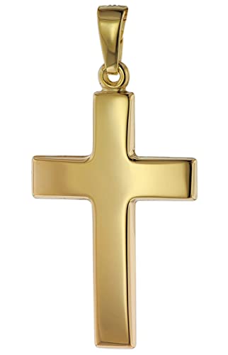 trendor Anhänger Kreuz Gold 585 (14 Karat) 24 mm Damen und Herren Goldanhänger, modischer Kreuzanhänger, Geschenkidee, eleganter Schmuck aus Echtgold 75268