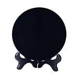 IKEEYUIS Round Plate Mirror Home Decoration Mini Scrying Mirror Obsidian Adds Style and Calm Energy to Office Mini Scrying Black Round Tools, Black, S