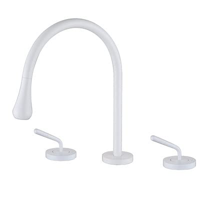 Robinet de lavabo répandu 3 trous blanc et or | Mélangeur eau chaude et froide en laiton