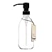 Kuishi Dispenser per flaconi con pompa in vetro trasparente [300 ml, pompa nera] Flacone per dispenser di sapone in vetro ambrato ricaricabile con pompa in acciaio inossidabile, ecologico (senza BPA)