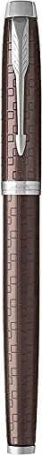 Parker IM Premium Metal Fountain Pen - Metallic Brown with Chiselled Engraved Pattern - Fine Nib - Blue Ink- Gift Boxed