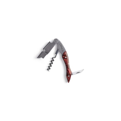 Oinos, A Corkscrew. Professional 'Waiters Friend' Wine Opener, Stainless Steel Corkscrew. (Red)