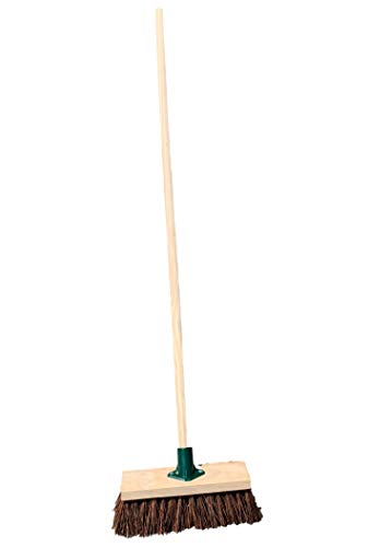 10 Stiff Sweeping Yard Brush, Natural Hard Broom Stiff Brush with Handle