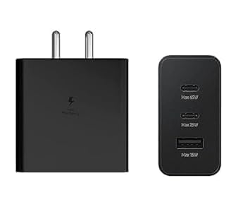 Image of Original 65W 3 Port Multi Port with SuperFast Charging Technology Adapter Compatible for Sam Sung S23 Ultra,S23 Plus,S23,S22 Ultra,S22 Plus,S22,S20FE,A72,A52,A32,F23 (Feb13)