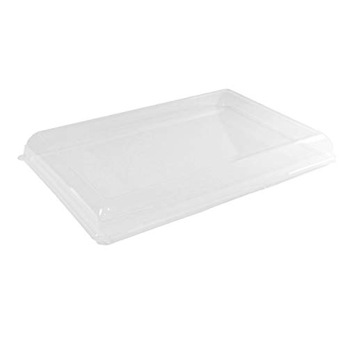 Clear Plastic Lid (Case of 25), PacknWood - Recyclable Tray Cover for (210ECOD4028) Sugarcane Food Containers (16" x 11") 210ECODL4229