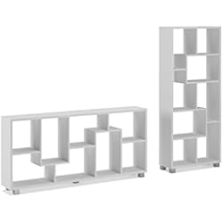 Estanteria Zig Zag Leroy Merlin Skraut Home | Estantería de Diseño | 161 x 69 x 25 cm | Librería Vertical u Horizontal | Modelo ZIG|Zag | Fácil Montaje | Muy Resistente | Madera Blanca