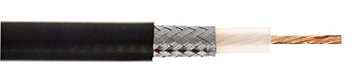 Cavo coassiale RG174A, 0,48 mm2, acciaio rivestito in rame, 2,8 mm, 50 ohm, nero, PVC, 7 x 0,16 mm, 100 m, cavo, compatibile con cavi coassiali WEBRO, audio e video