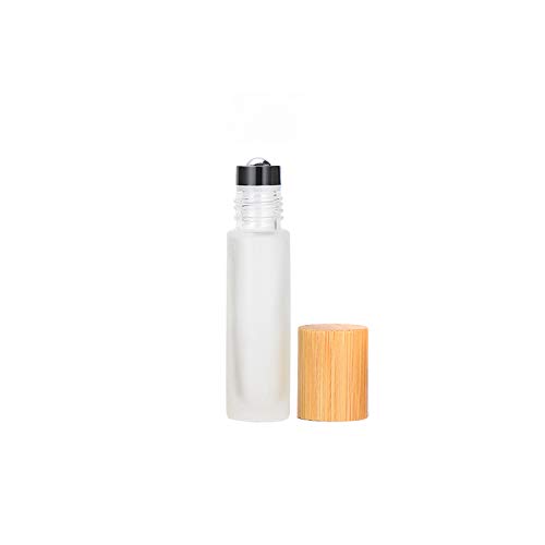 12 Pcs Frosted Glass Roller Bottles 10ml(1/3oz) Roll on Bottle With Metal Roller Ball&Bamboo Lids For Perfume Essential Oil Aromatherapy Lip Balms2