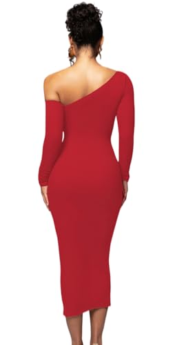 Image of Women's Long Sleeve Mesh Dress - Bodycon Off Shoulder Mesh Ruched Cocktail Club Maxi Dresses