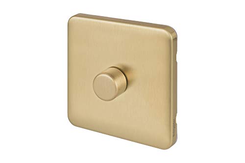 Schneider Electric Lisse Screwless Deco - Single 1 Way Dimmer Light Switch, Mains, 250 W, GGBL6011CSBS, Satin Brass - Image 3