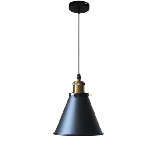 Lampe suspendue en métal noir au style industriel rétro et rustique pour éclairage de cuisine