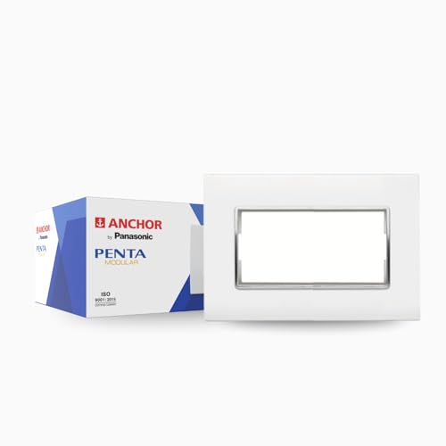 Image of Anchor by Panasonic Penta 4 Module Gina Cover Plate with Chrome Collar for Switch Board (White, 65804-2)