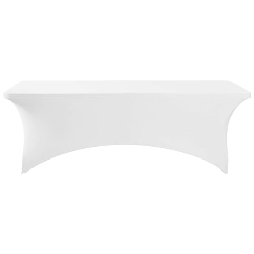 Image of FORLIFE 6Pack Spandex Table Covers 6ft,Fitted Tablecloth for 6ft Rectangular Tables, Stretch Patio Table Covers, Universal Spandex Table Cover for Wedding, Banquet, Party - White