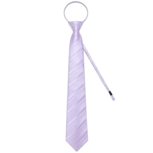 Image of DiBanGu Silk Zipper Ties for Men,Paisley Solid Plaid Pre-tied Tie and Pocket Square Cufflinks Set Formal Adjustable Necktie