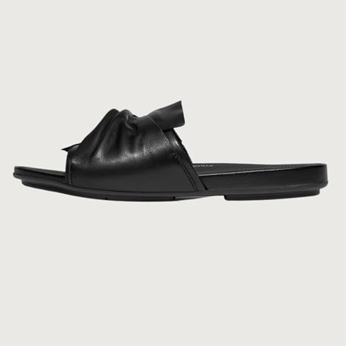 FitFlop Women's Gracie Soft-Twist Leather Slides Wedge Sandal4