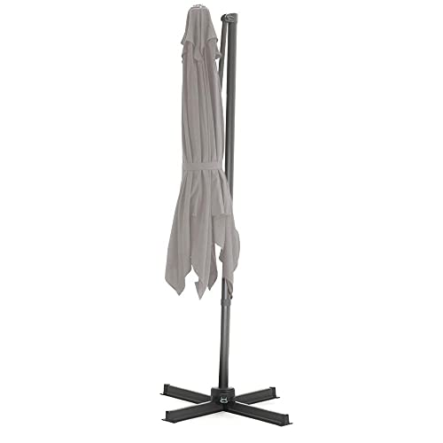 ACAZA Kantelbare Zweefparasol 250x250 cm, Vierkant Zeil, Sterke Zweef Parasol, Licht Grijs - Afbeelding 5