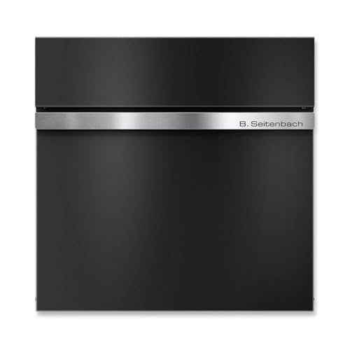 Metzler Cassetta delle lettere con scomparto per giornali, colore nero – Personalizzata con acciaio inox V2A – Targhetta con rivestimento a polvere in RAL 9005 nero profondo – Cassetta delle lettere