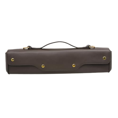 LIOOBO 1Pc Portable Flute Case Flute Carry Bag with Shoulder Strap Lightweight Woodwind Storage Box for Adults Stylish Synthetic Design Coffee Color
