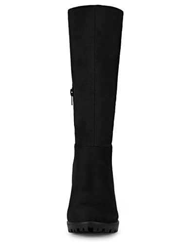 Allegra K Allegra K Women's Mid Calf Block Black Heel Boots 7 M US