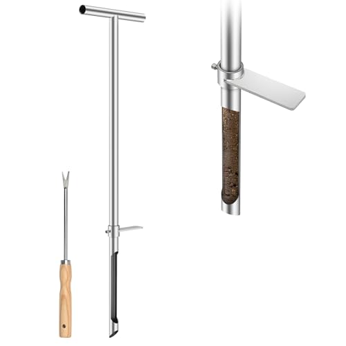 36 Inch Soil Sampler Probe Stainless Steel Soil Core Sampling Tool with T-Handle Heavy Duty Soil Probe for Lawn Garden Farm & Soil Testing