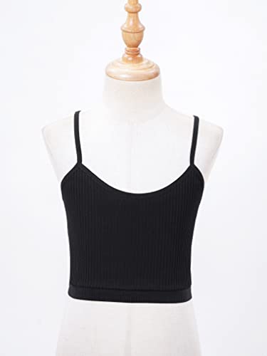 Kaerm Kids Girls Dance Crop Tank Tops Spaghetti Straps Sports Training Bra Solid Color Ribbed Bra Camisole Dancewear3