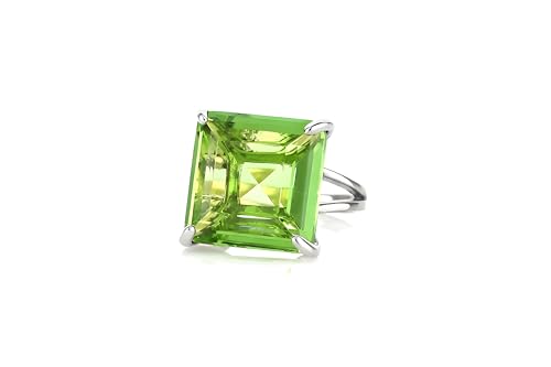 Bague en argent sterling avec tourmaline verte de haute joaillerie