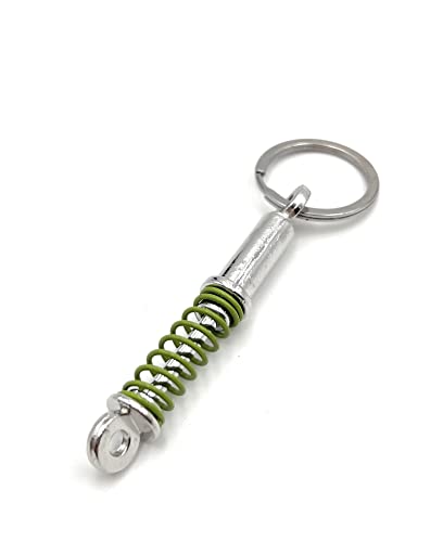 H-Customs chassis spring damper green keychain pendant silver