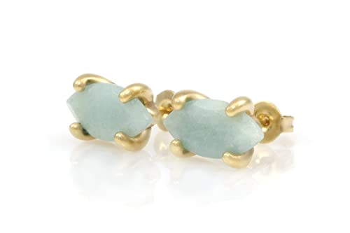 Boucles d'oreilles aigue-marine minimaliste verte et marquise personnalisée