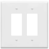 ENERLITES Double Decorator Switch Cover, Two Outlet Wall Plate, Oversized 2-Gang 5.50' x 5.50', Unbreakable Polycarbonate Thermoplastic, UL Listed, 8832O-W, White