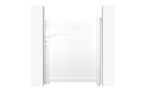 Casanoov Portillon EIGER 1x1,15m Aluminium Blanc – Design Plein Élégant et Moderne – Robuste Inoxydable Résistant Intempéries – Montage Facile Clôture Jardin...