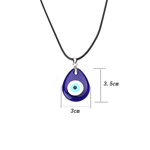 YWMAN Evil Eye Necklace - Blue Turkish Glass Leather Rope Choker - Protection Pendent Necklace Jewelry for Women2
