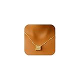 Darenli 14K Gold Plated Oval Pendant Necklace for Women – Lucky LuLuTong Style with Cubic Zirconia, Hypoallergenic, Elegant Jewelry Gift