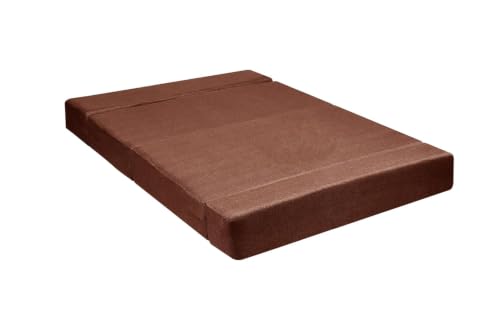 Image of Los Angeles 2 Seater Foldable Sofa Cums Bed, Sofa Bed 4 X 6 Feet Jute Fabric Washable Cover- Including Cushion Perfect for Living Room - Brown Color