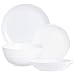 Luminarc Diwali Service de table rond 18 pièces en verre opale (19 pièces de vaisselle, blanc)