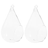 MAGICLULU 2pcs Hanging Glass Flower Vases Small 9x12cm Tear Drop Plant Holders Random Style