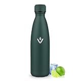 Borraccia Termica 750ML, Senza BPA, Borraccia Palestra, Acciaio Inossidabile 18/8, Bottiglia Termica A Prova di Perdite, Bottiglia Acciaio Inox per Palestra, Ciclismo, Verde militare