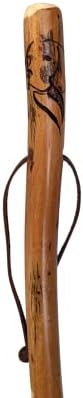 Walking Stick with Dog Carving, Dog Hiking Stick, Wood Staff with...