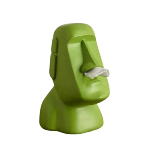 Vocdikficy Estatua de Piedra de la Isla de Pascua Caja de Toallas de Papel Decoración del Hogar Estatua Decoración Retro para la Sala de Estar Accesorios para el Hogar D