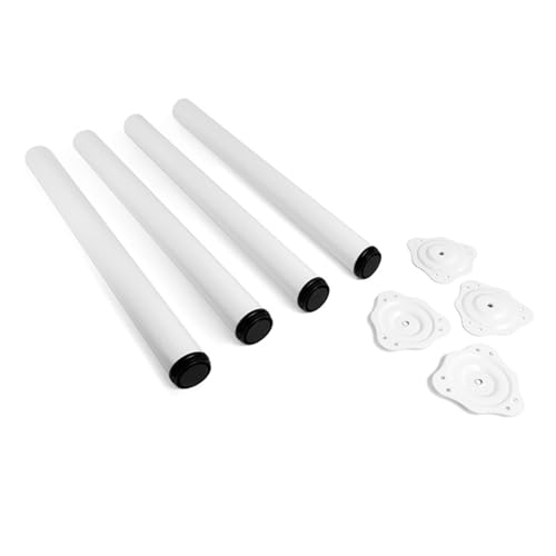 VERDU Patas para Mesas - Juego De 4 Patas Mesa De Acero De Alta Resistencia, ø60mm, Altura De 710mm, Regulación hasta 10mm, Soporte Superior En Zamak, Varios Acabados Disponibles (Blanco)