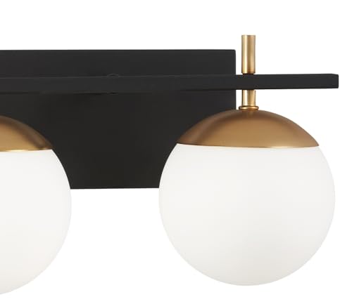 Image of GEORGE KOVACS P1352-618 Alluria Vanity Bath Light, 2-Light, 150 Total Watts, 8.5-in H x 15-in W, Weathered Black with Autumn Gold